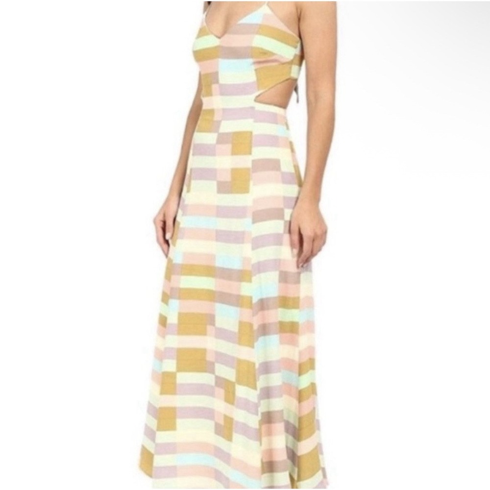 Mara Hoffman Pastel Flag Stripe Tie Back Maxi Dress Sz 2 Preppy Resortwear $298